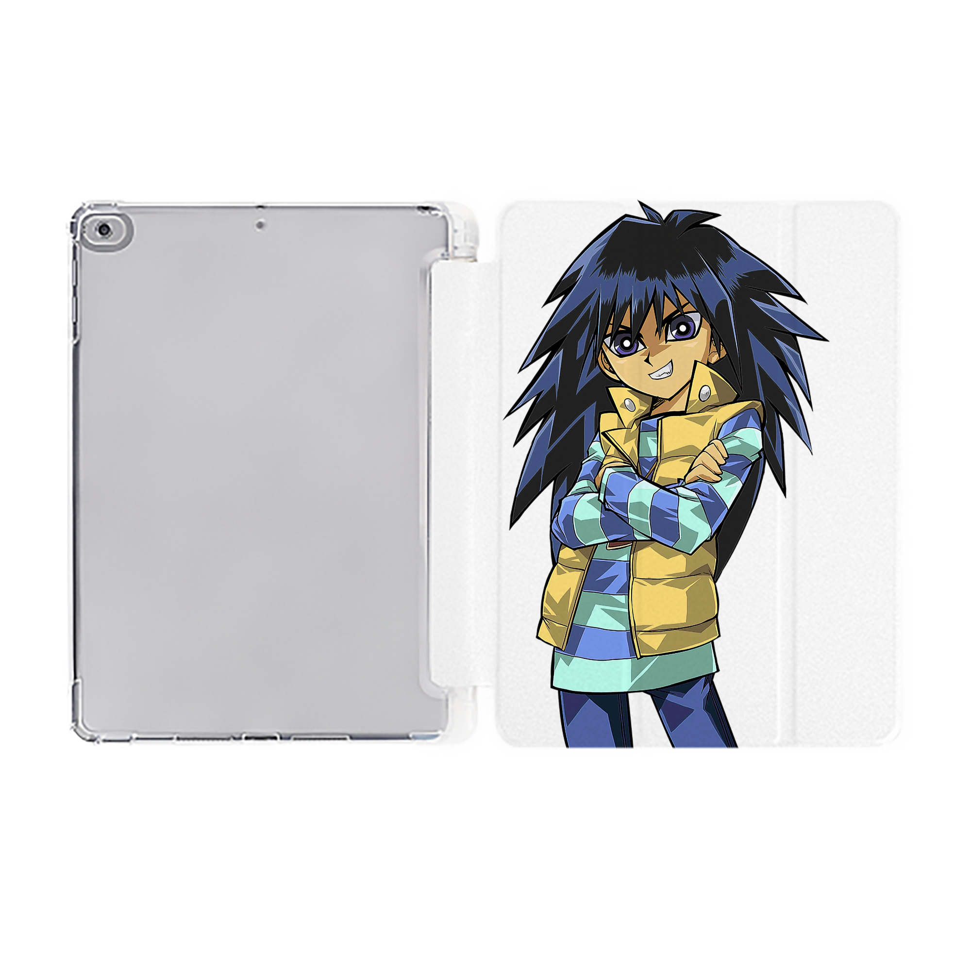 （画像用） 遊☆戯☆王 Yu-Gi-Oh! IPad ケース ペン収納付き 三つ折りスタンド PUレザー×シリコン 対応機種9.5/10.5/10.9インチ